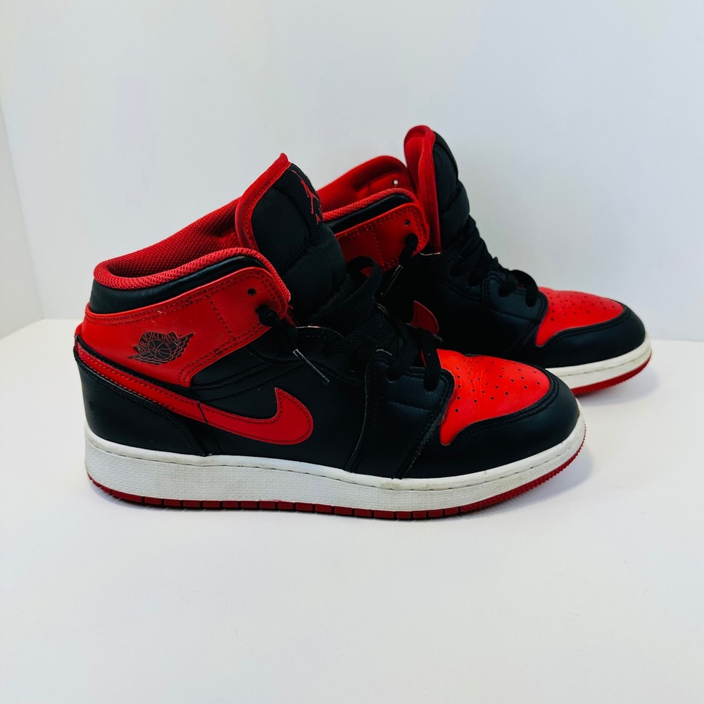 Nike Air Jordan 1 Mid Bred Black Gym Red DQ8423-060 Mens 7Y Women 8.5